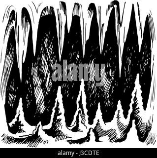 Stalaktiten und Stalagmiten. Unterirdische Höhle Grotte. Stock Vektor