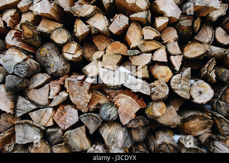 Ein Stapel von Birke Brennholz - Eine natürliche Stockfoto