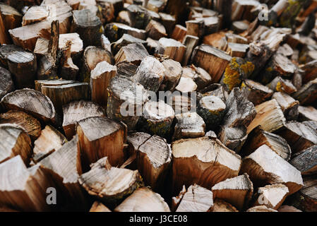 Ein Stapel von Birke Brennholz - Eine natürliche Stockfoto