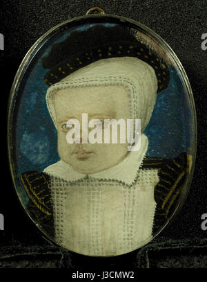 Dieses Porträt von Eduard VI. Als Kind, das im Rijksmuseum untergebracht ist, fängt den zukünftigen König von England in seinen frühen Jahren ein. Das Gemälde ist eine historische Darstellung Eduards VI. Während seiner Kindheit. Stockfoto