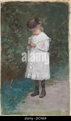 Dieses Porträt zeigt Elisabeth Mauve, geboren 1875, Tochter des Künstlers, mit dem Kunstwerk im Rijksmuseum. Es ist ein Beispiel für Porträts und niederländische Kunst des frühen 20. Jahrhunderts. Stockfoto