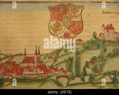 Dieser Titel bezieht sich wahrscheinlich auf ein Bild oder Werk, das sich auf die Stadt Ellwangen im Jahr 1600 konzentriert und möglicherweise den historischen Kontext und die Architektur der Stadt darstellt. Stockfoto