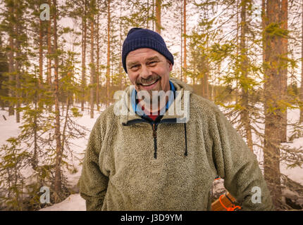 Porträt von männlich, Lappland, Finnland Stockfoto