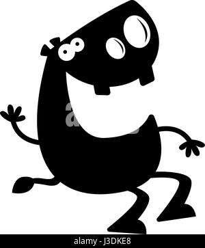 Ein Cartoon Silhouette ein Nilpferd saß und winken. Stock Vektor