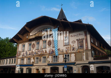 Das Geburtshaus von Ludwig Thoma in Oberammergau, Bayern, Deutschland, 2016 Stockfoto