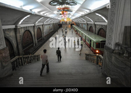 Pjöngjang, Nordkorea, Asien, eine u-Bahnstation in Pjöngjang Stockfoto