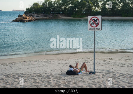 Singapur, Republik Singapur, Asien, Siloso Beach auf Sentosa Stockfoto