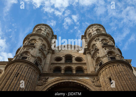 Südfassade der Kathedrale (Catedral de Malaga) Malaga in Malaga, Andalusien, Spanien. Stockfoto