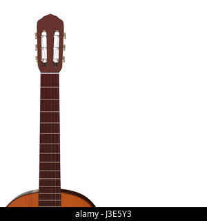 realistische isoliert klassische Akustikgitarre 3D-Illustration Stockfoto