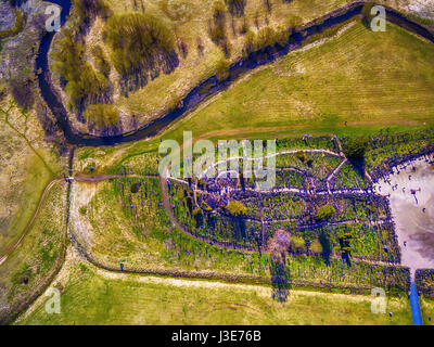 Region Siauliai, Litauen: Antenne oben Blick auf Berg der Kreuze, Kryziu Kalnas. Es ist eine berühmte religiöse Stätte katholischen Wallfahrtsort in Litauen. Werden Stockfoto