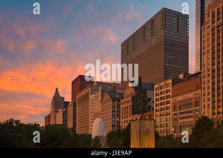 Dawn Pictue Michican Allee vom Millenium Park Chicago USA Stockfoto