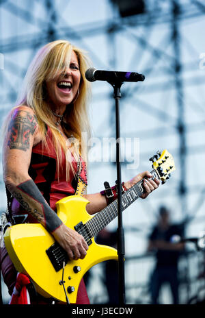 17. September 2016, Irvine Kalifornien, Lita Ford auf der Bühne auf dem Sirius XM Haar Nation Fest Stockfoto