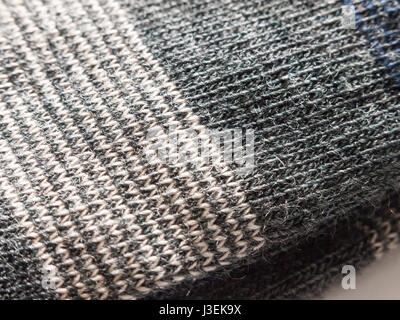 Textur der warme weiche Socke aus Watte und blau und gemusterten hautnah Stockfoto