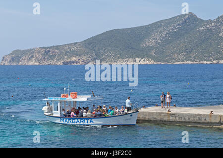 Fähre zur Insel Sa Dragonera, Sant Elm, Mallorca, Spanien Stockfoto