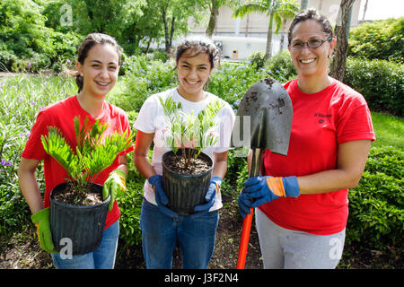 Miami Florida,Little Haiti,Nachbarschaften in Bloom Butterfly Garden,Freiwillige Freiwillige Freiwillige arbeiten Arbeiter,arbeiten zusammen helfen,helfen Stockfoto