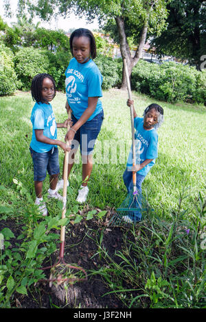 Miami Florida, Little Haiti, Stadtteile im Bloom Butterfly Garden, Freiwillige Freiwillige Freiwillige arbeiten als Arbeiter, arbeiten zusammen, um Hilfe zu leisten Stockfoto