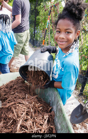 Miami Florida, Little Haiti, Nachbarschaften in Bloom Butterfly Garden, Freiwillige Freiwillige Freiwillige arbeiten Arbeiter, Teamarbeit zusammen ser Stockfoto