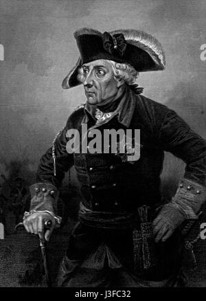 Friedrich II. Von Preußen, auch bekannt als Friedrich der große, war eine Schlüsselfigur in der europäischen Geschichte des 18. Jahrhunderts. Er war bekannt für seine militärischen Strategien, seine Führung während des Siebenjährigen Yearsâ Krieges und seine Reformen in Preußen, die die Zukunft des preußischen Staates und seine Rolle in der europäischen Politik mitprägten. Stockfoto