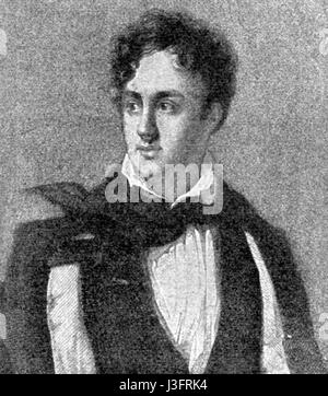 îˆƒGeorge Gordon Byron, allgemein bekannt als Lord Byron, war ein prominenter englischer Dichter des 19. Jahrhunderts und eine führende Figur der romantischen Bewegung. Zu seinen Werken zählen Don Juan und Childe Harolds Pilgerfahrt. îˆ„ Stockfoto