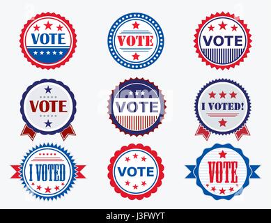 Sticker und Abzeichen für die Wahlwahl Stock Vektor