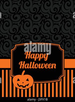 Halloween Hintergrund mit Happy Halloween Text, Copyspace und einem abstrakten Hintergrund mit Wirbeln und Linien Stock Vektor