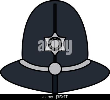 farbenfrohe Silhouette traditionelle Helm des metropolitan britische Polizisten Stock Vektor