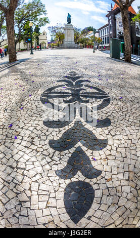 Die Avenida Arriaga Straße und Fußgängerzone in der Stadt Funchal Madeira Stockfoto