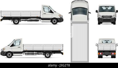 Flachbett-LKW-Vektor-Illustration. Isolierten weißen LKW. Alle Schichten und Gruppen organisiert auch für die einfache Bearbeitung und einfärben. Stock Vektor