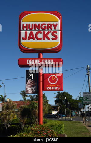 Brisbane, Australien: Schilder am Hungry Jacks Fastfood, Burger outlet Stockfoto