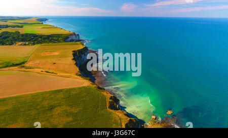 Luftaufnahme der Küste der Normandie, in der Nähe von Yport, Seine-Maritime, Frankreich Stockfoto