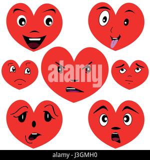 Cartoon Herzen mit Gesichtern Stock Vektor