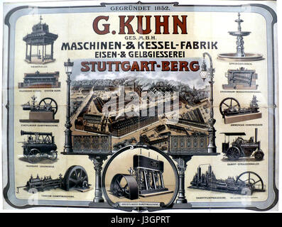 Dieser Titel bezieht sich auf G. Kuhns Arbeiten zum Stuttgarter Bergregion. Das Stück bietet eine historische oder künstlerische Perspektive der Region, die wahrscheinlich die Landschaften oder die Architektur der Region erfasst. Stockfoto