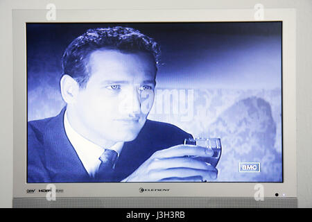 Florida, Fernseher, Set, Fernseher, Breitbildschirm, Flachbildschirm, Bildschirm, Kabel, Kanal, HDTV, Digital, Monitor, Bildschirm, Schauspieler, Paul Newman, Erwachsene Erwachsene Männer, Männer, Stern, AMC Stockfoto