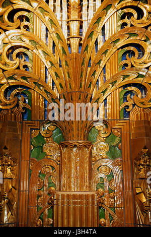 Miami Beach, Florida, Wolfsonian Museum, dreistöckiger Fenstergrill, Norris Theater, Theater, 1929, verglaste Terrakotta, Kunst, Design, FL080919170 Stockfoto