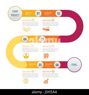 Infografik Zeitachse Vorlage Business Konzept Pfeile. Vektor ist einsetzbar für Workflow-Layout, Grafik, Nummer Schritt Optionen, Webdesign Stock Vektor