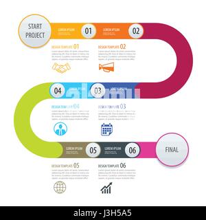 Infografik Zeitachse Vorlage Business Konzept Pfeile. Vektor ist einsetzbar für Workflow-Layout, Grafik, Nummer Schritt Optionen, Webdesign Stock Vektor
