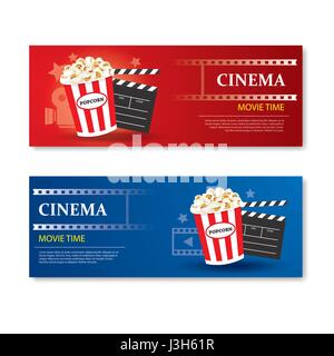 Film Zeit Banner und Coupon. Kino-Vorlage Element Kartendesign. Stock Vektor