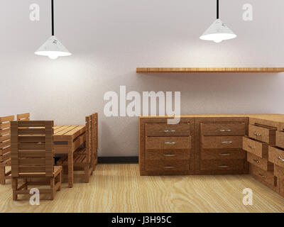 Innenausbau Küche in 3D Bild rendern Stockfoto