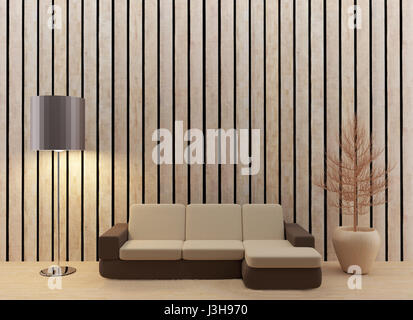 Interior Wohndesign in 3D Bild rendern Stockfoto