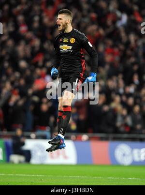 MANCHESTER UNITED Torwart D MANCHESTER UNITED V SOUTHAMPTO WEMBLEY Stadion LONDON ENGLAND 26. Februar 2017 Stockfoto