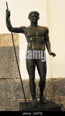 Claudius (10Bc-54 n. Chr.). Römischer Kaiser von 41-54. Julio-Claudian Dynastie. Bronzestatue von Augusteum, Herculaneum, Italien. Archäologischen Nationalmuseum. Neapel. Italien. Stockfoto