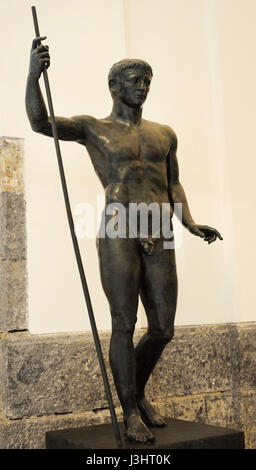 Claudius (10Bc-54 n. Chr.). Römischer Kaiser von 41-54. Julio-Claudian Dynastie. Bronzestatue von Augusteum, Herculaneum, Italien. Archäologischen Nationalmuseum. Neapel. Italien. Stockfoto