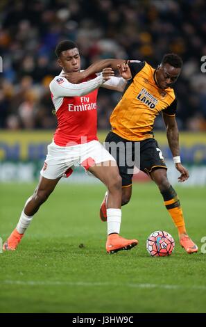 ALEX IWOBI & MOSES ODUBAJO HULL CITY FC V ARSENAL FC KC STADIUM HULL ENGLAND 8. März 2016 Stockfoto