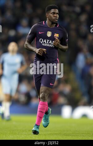 SAMUEL UMTITI FC BARCELONA FC BARCELONA ETIHAD STADIUM MANCHESTER ENGLAND 1. November 2016 Stockfoto