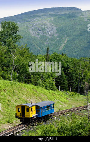 Die Zahnradbahn - Mount Washington, NH Stockfoto