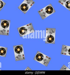 Vinyl-Plattenspieler nahtlose Muster Stock Vektor