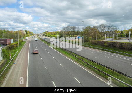 Autobahn M6 Blick nach Norden vom Charnock Richard Sevice Bereich in Lancashire, England. Stockfoto