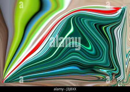 Verzerrte welliges Bild. Helle abstrakte Malachit Grün Hintergrund. Gemischte Farben. Stockfoto