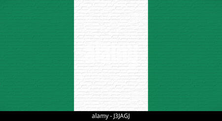 Abbildung der nationalen Flagge Nigerias sah aus wie es ist auf die Wand gemalt. Stockfoto