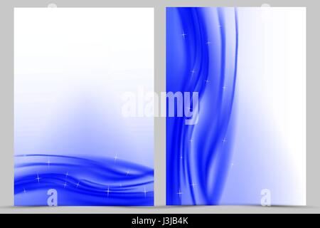 dynamisches Design Flyer Vorlage mit blauen elegante Wellen in weichen glatten Stil Stock Vektor